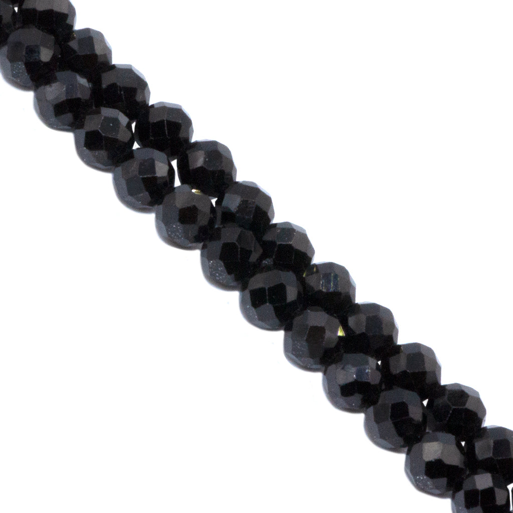 Faceted Black Spinel, Semi-Precious Stone, 3mm, Approx 120 pcs per strand