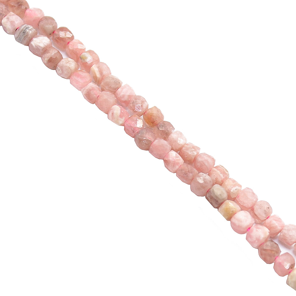 Faceted Rhodochrosite, Cube, Semi-Precious Stone, 2.5mm, Approx 160 pcs per strand