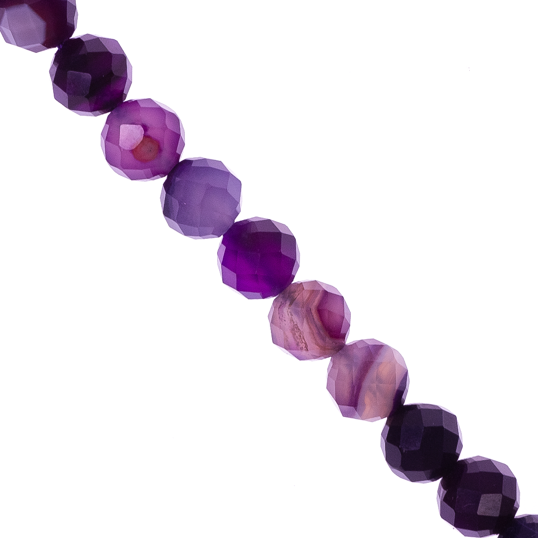 Faceted Purple Agate, Semi-Precious Stone, 8mm, Approx 49+ pcs per strand