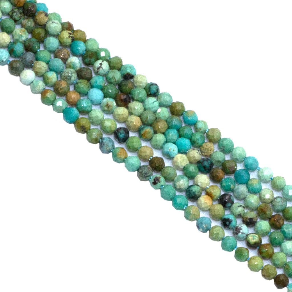 Faceted Turquoise, Semi-Precious Stone, 2mm, 102 pcs per strand