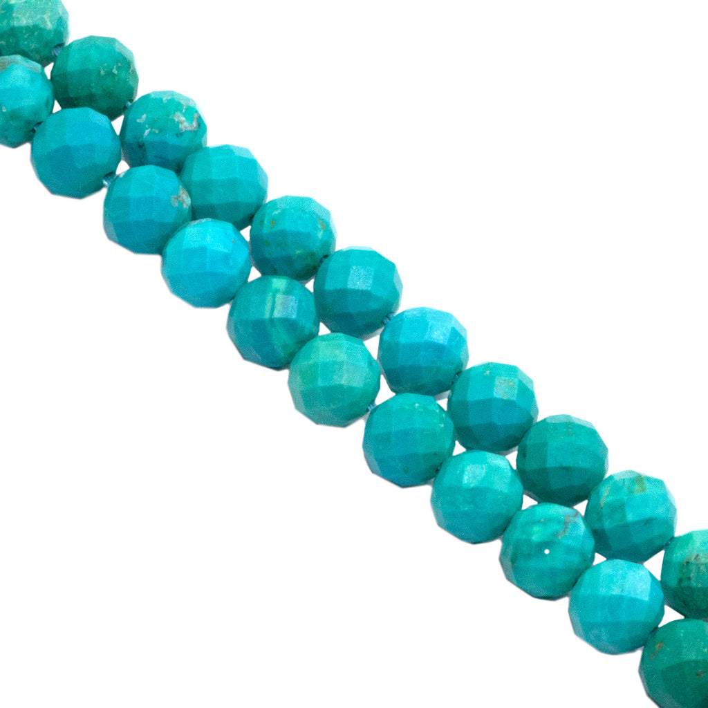 Faceted Turquoise Blue, Semi-Precious Stone, 8mm, 52 pcs per strand