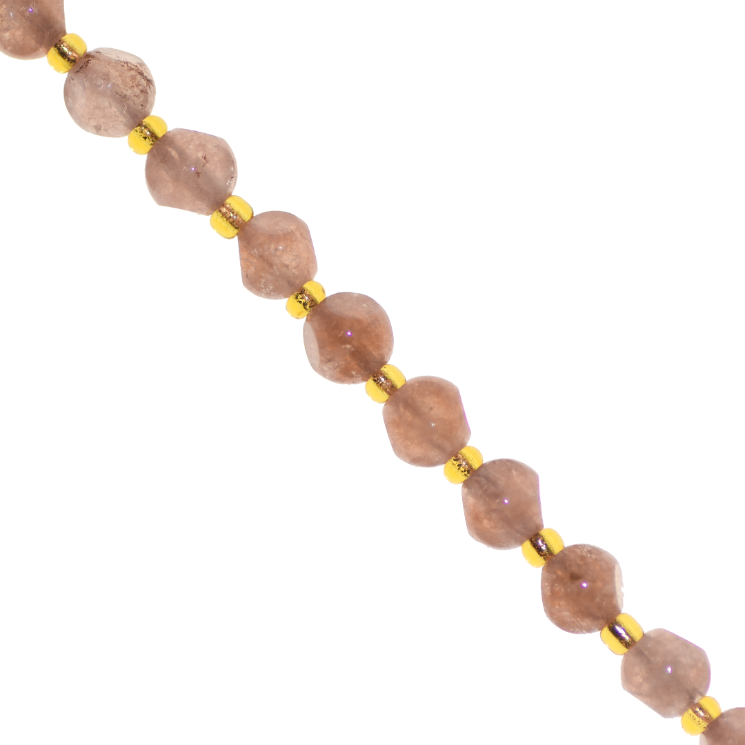 Dice Gemstones with Gold Spacer Bead, 6mm, Available in Various Gemstones