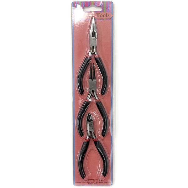 3 Piece Plier Set, Round Nose, Long Nose & Cutter - Butterfly Beads