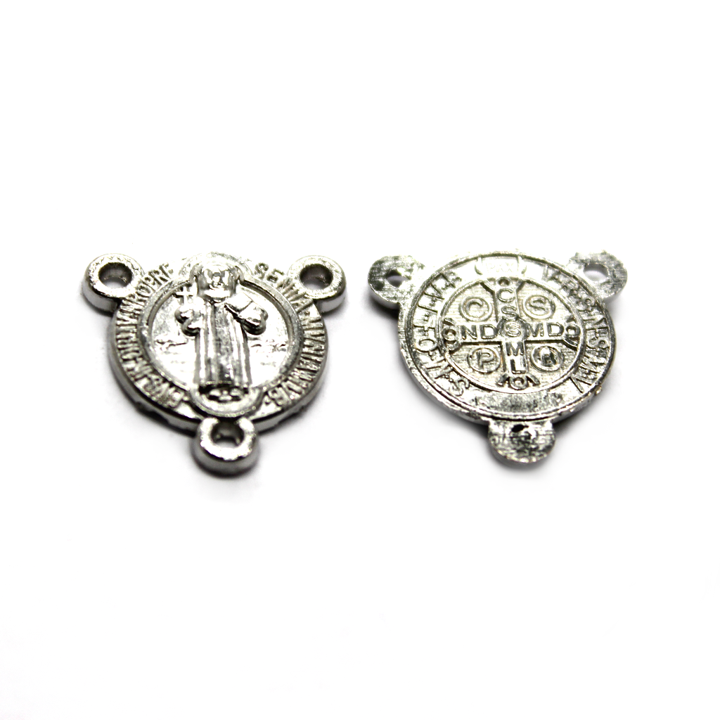 Charms, Saint Benedict Centerpiece, Silver, Alloy, 16mm x 15.5mm, Sold Per pkg 6