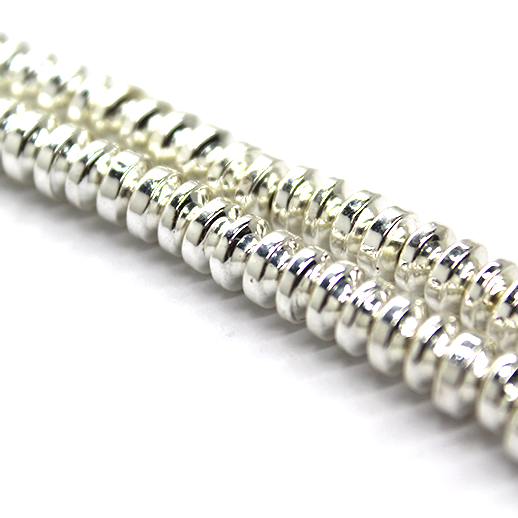 Hematite, Rondelle, Bright Silver, Plated, Available in Multiple Sizes