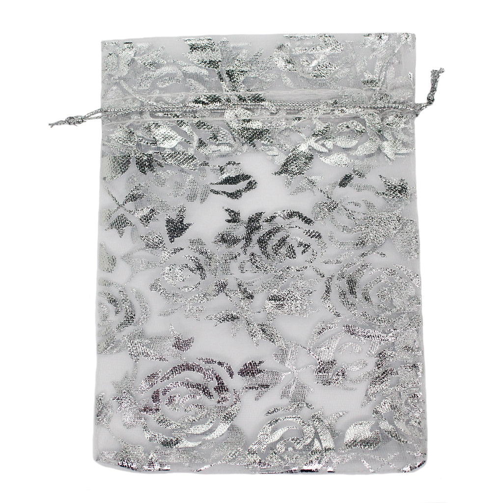 Tools, Medium Organza Flower Fabric Bags, 14cm x 10cm, Available in 6 Colors, Bundle of 100