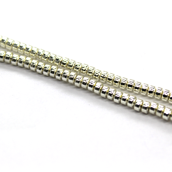 Hematite, Rondelle, Bright Silver, Plated, Available in Multiple Sizes