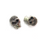 Skull Spacer Bead, Micro Pave, Black Cubic Zirconia, Silver-Plated, 12mm x 13mm, 1pc