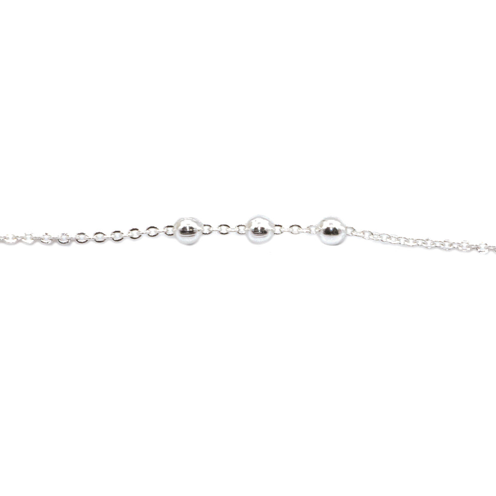 Chain with balls, Sterling Silver Plated, 3mm x 1mm x 0.5mm loop, Sold per Yard