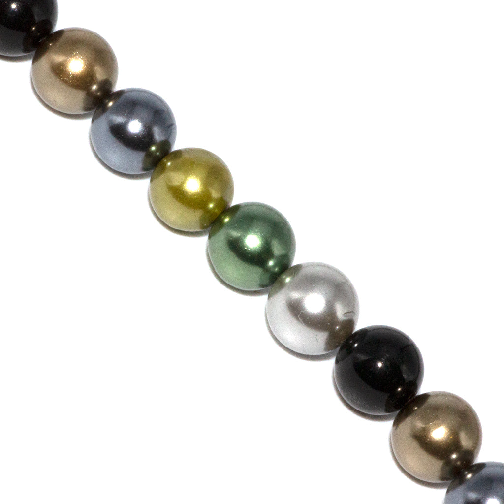 Shell Pearls, Black, Green, Grey, 4mm x 1mm (hole), 92 pcs per strand