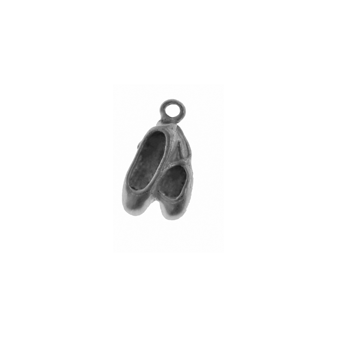 Charm, Ballet Shoes, Sterling Silver, 14mm x 8mm, Sold Per pkg of 1