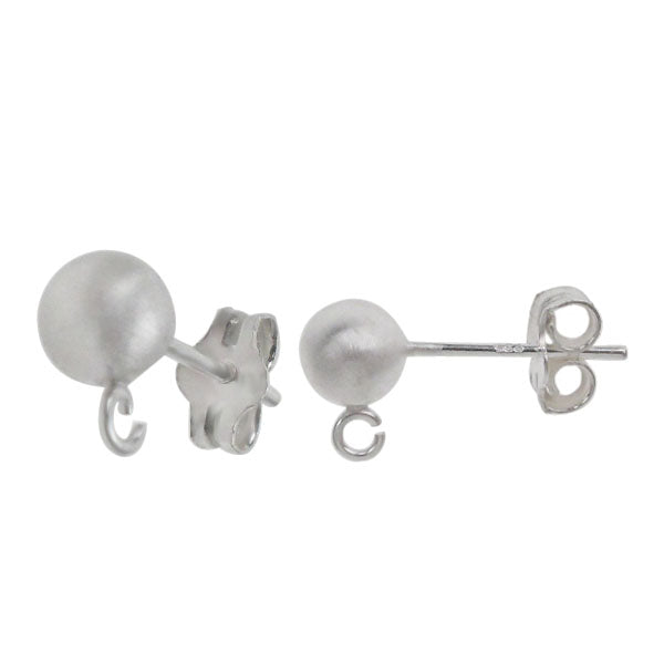 Earring, Sterling Silver, Satin Finished Stud w/ Backing - 4mm - 1pair