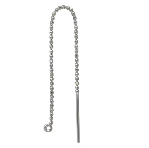 Earrings, Ear Wire w/ Diamond Cut Link, Sterling Silver, 79mm L, 1 pair