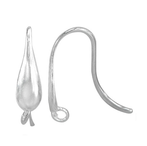 Earring, Sterling Silver, Shepherd Hook - 18mm L x 11mm W- 1 pair