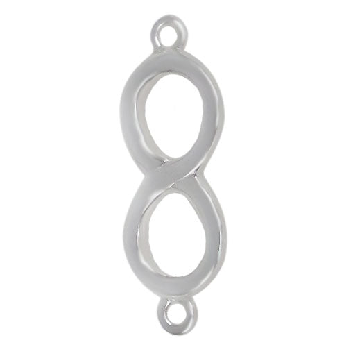 Charm, Infinity Connector, Sterling Silver, 16mm X 5.5mm X 1.5mm, Sold Per pkg of 1