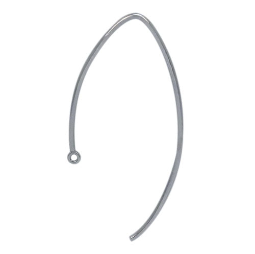 Earrings, Sterling silver (Rhodium Plated), Narrow Hook Earwire, 42mmx20mmx1mm, Sold Per pkg of 2