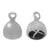 Smooth End Bell, Rhodium plated on Sterling Silver,  7mm x 10mm L x 3mm (loop), 2pcs