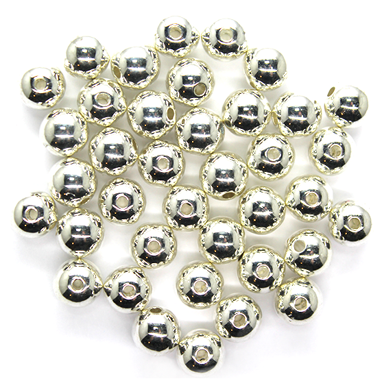 High Quality Plastic Beads, Bright Silver, Available in Multiple Sizes