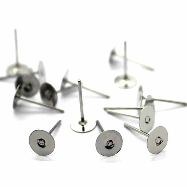 Earrings, Grey, Alloy, Stud Earnuts, 11mm x 6mm, sold per pkg of 30