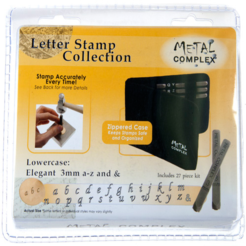 Metal Stamp Set, 3mm, Lowercase 27 pc. Storybook Alphabet Case