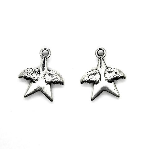 Charms, Winged Star, Silver, Alloy, 18mm X 15mm, Sold Per pkg of 6