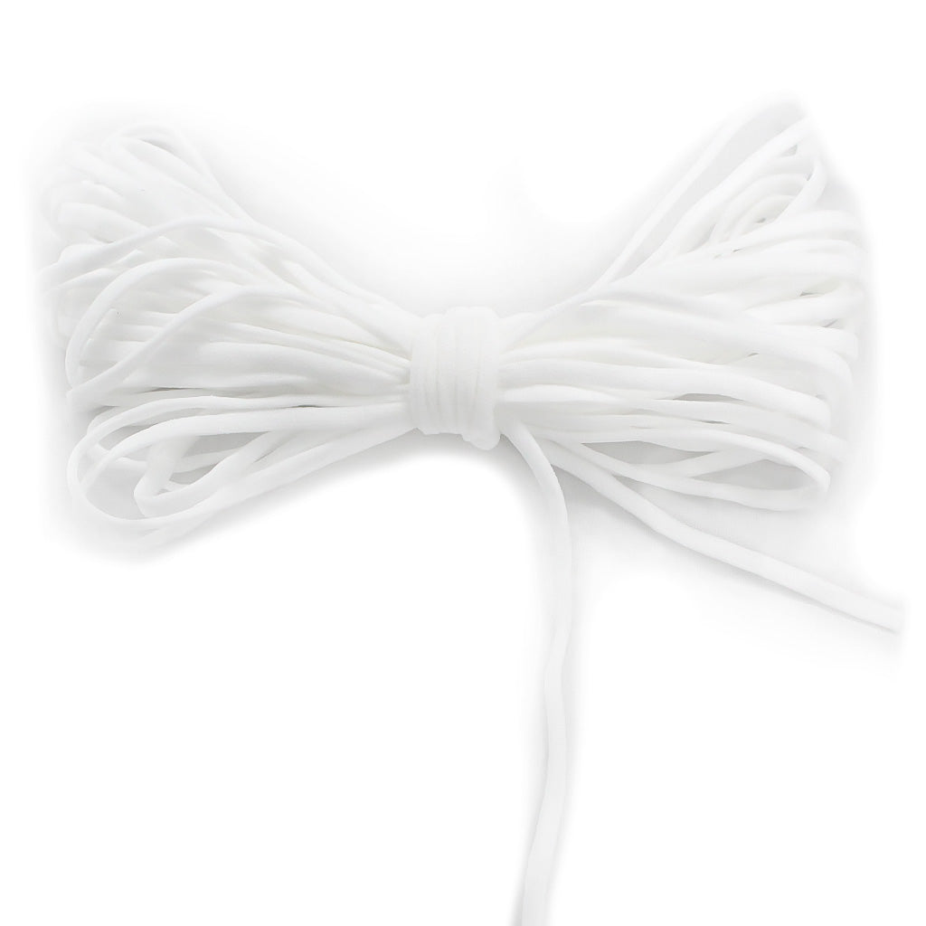 Elastic Cord for Masks, Flat, White, 4mm, ~ 10 yards