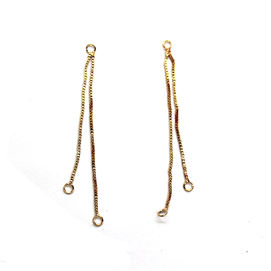 Box Chain Dangle Earring , Gold-Plated, 55mm (Length) x 1mm (thickness), 2 pairs