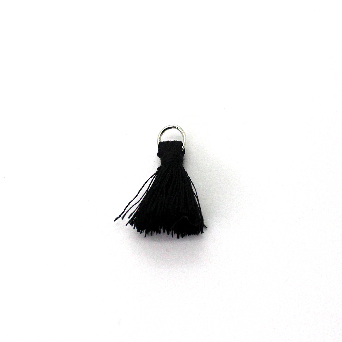 Tassels, Petit Tassel with Ring, Black Silk Thread, 1 inch, 4pcs
