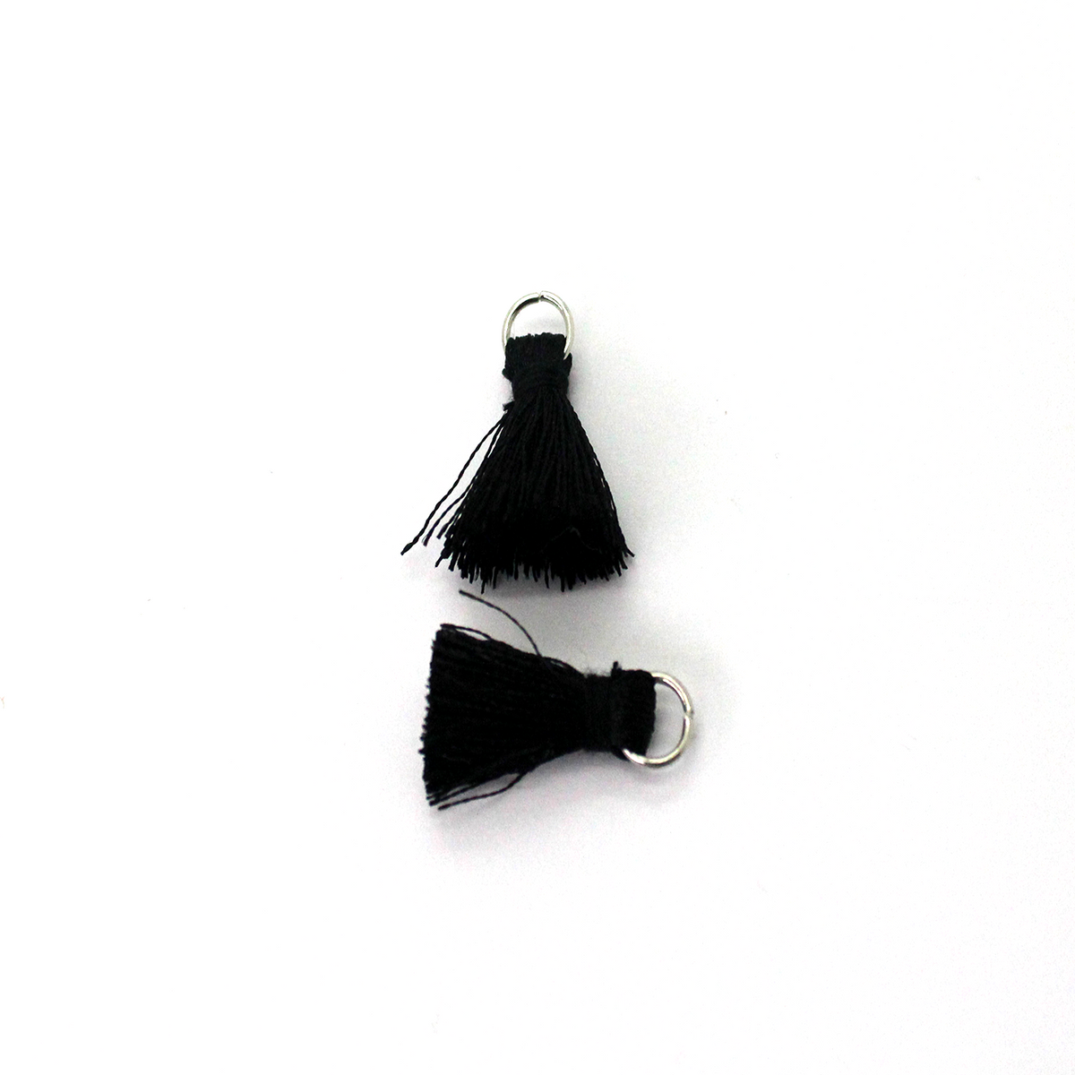 Tassels, Petit Tassel with Ring, Black Silk Thread, 1 inch, 4pcs