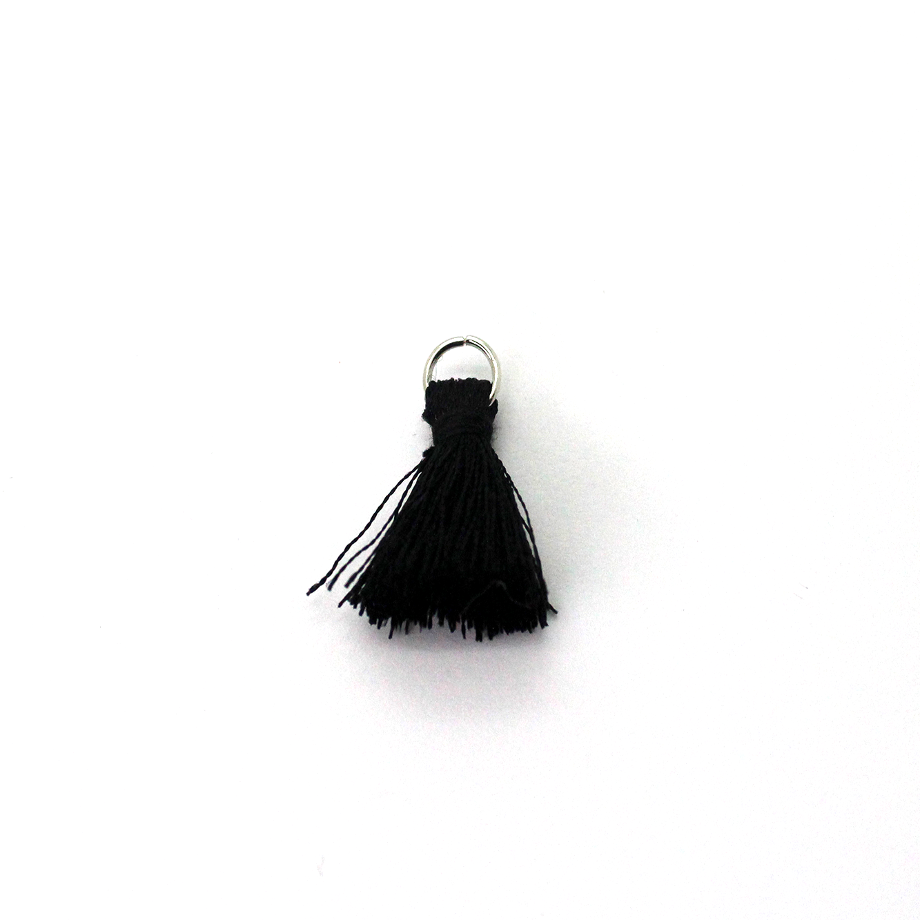 Tassels, Petit Tassel with Ring, Black Silk Thread, 1 inch, 4pcs