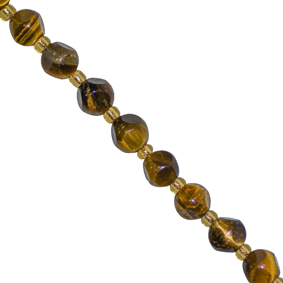 Dice Gemstones with Gold Spacer Bead, 6mm, Available in Various Gemstones