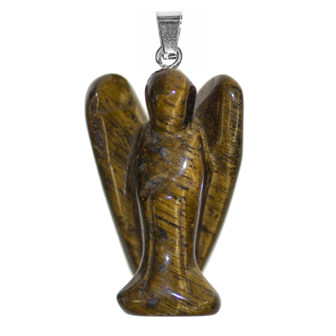 Angel Stone Pendant, 35mm x 22mm, Available in Multiple Semi-Precious Stones - 1 pc