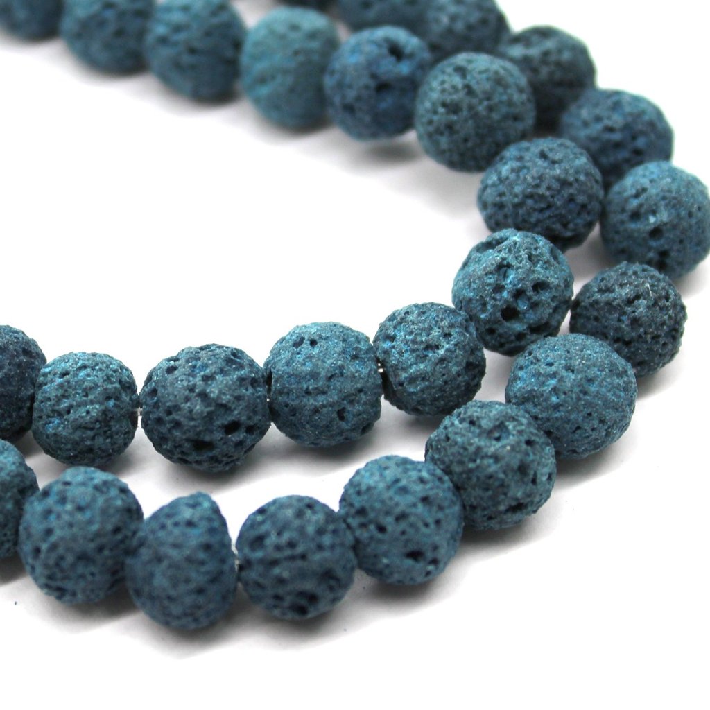 Teal Blue Lava Stone, Semi-Precious Stone, 8mm, 45 pcs per strand
