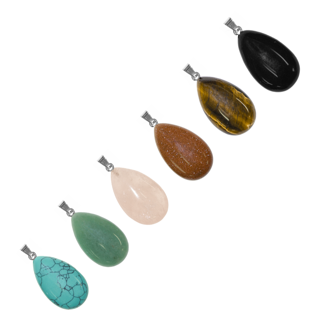 Teardrop Stone Pendant, Approx 38mm x 24mm, Available in Multiple Semi-Precious Stones - 1 pc