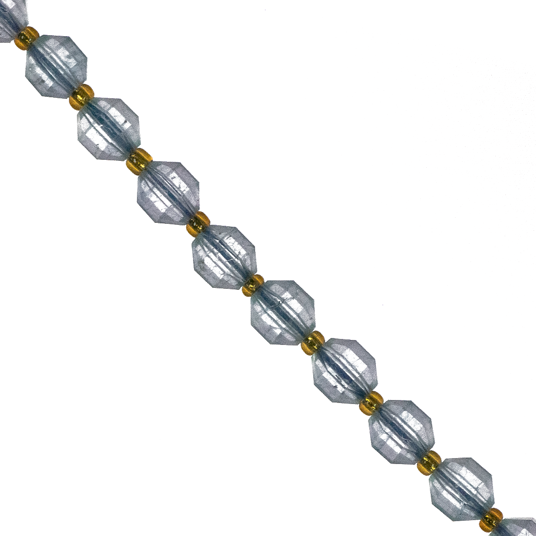 Faceted Hexagon Gemstones With Gold Spacer Bead, 8mm, Available in Various Gemstones