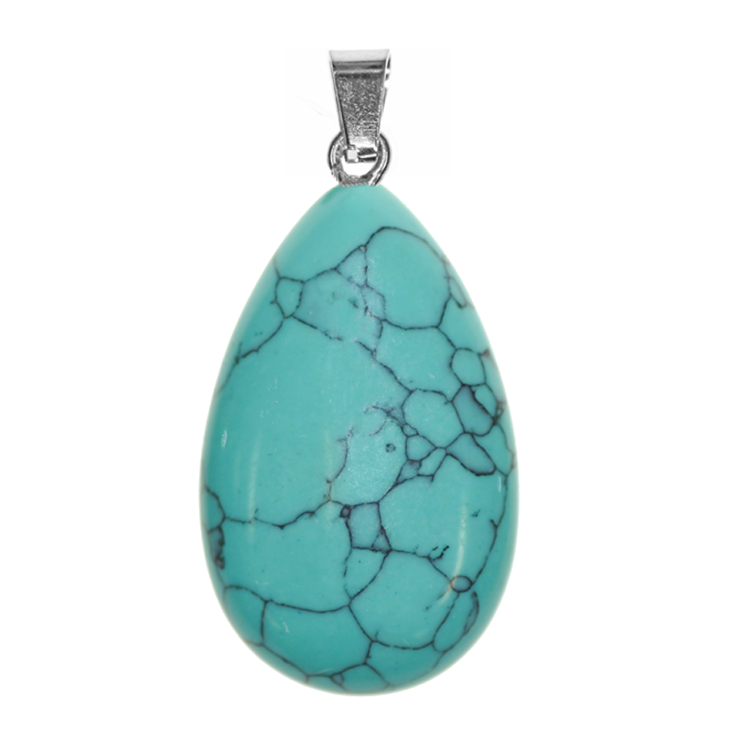 Teardrop Stone Pendant, Approx 38mm x 24mm, Available in Multiple Semi-Precious Stones - 1 pc