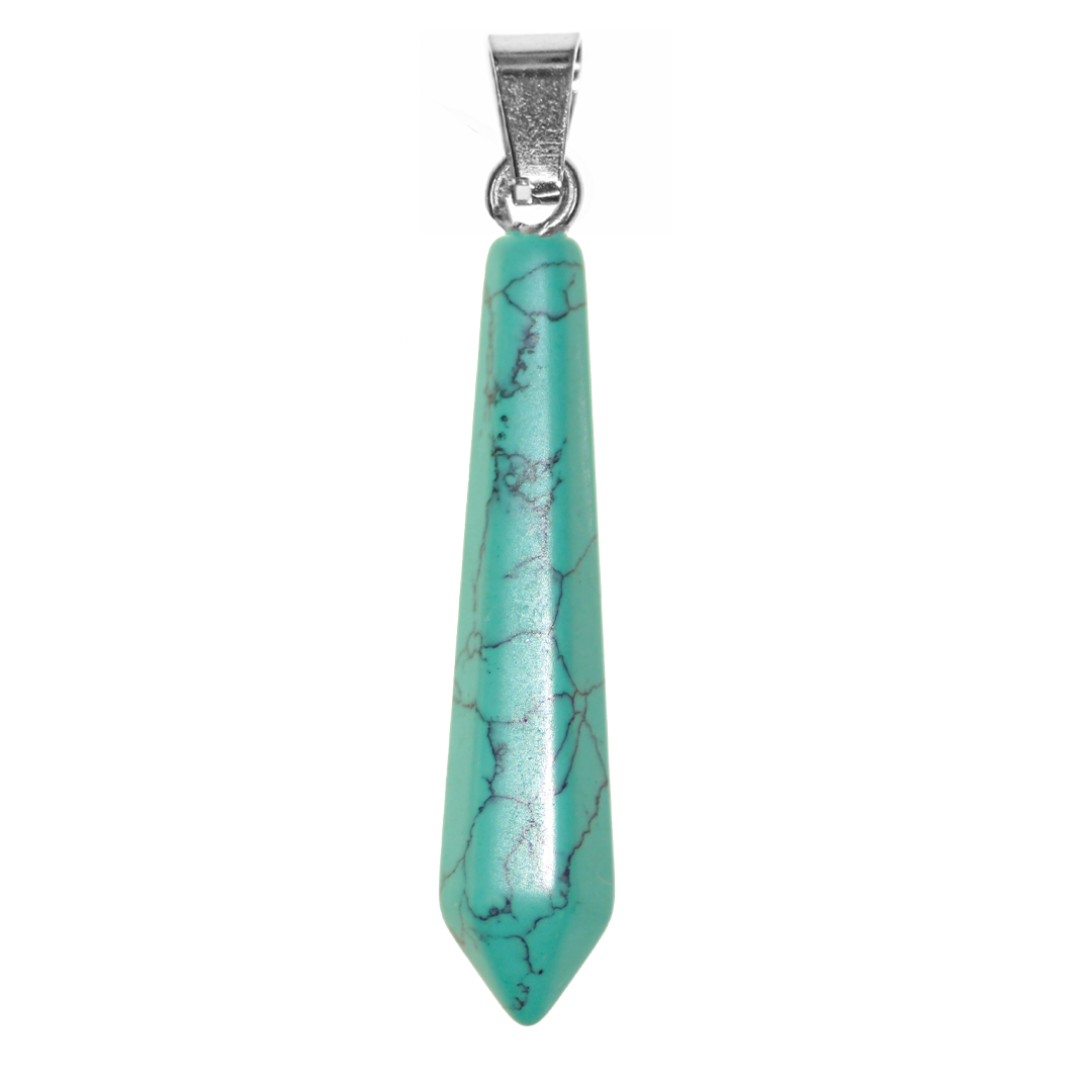 Wand Stone Pendant, 48mm x 10.5mm, Available in Multiple Semi-Precious Stones - 1 pc