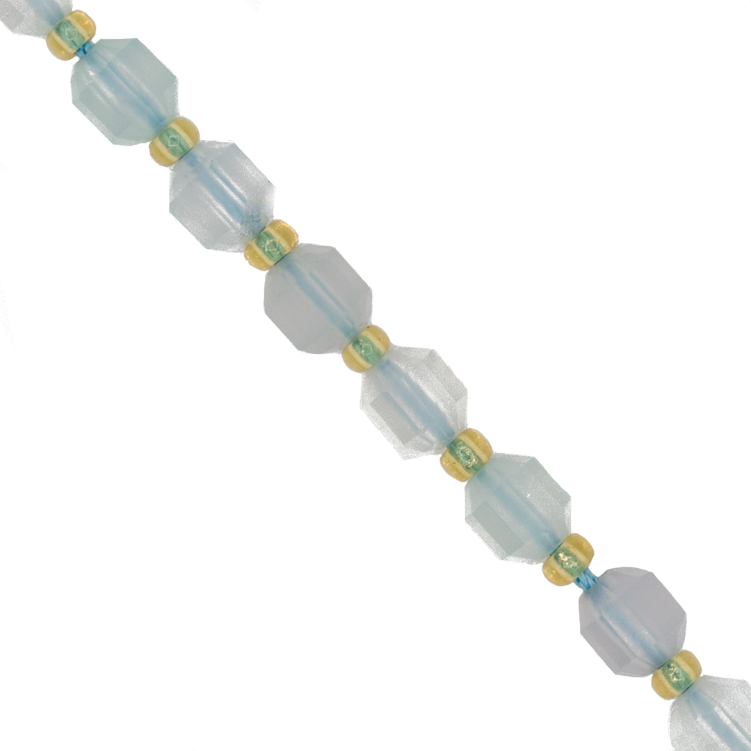 Faceted Hexagon Gemstones with Gold Spacer Bead, 6mm, Available in Various Gemstones