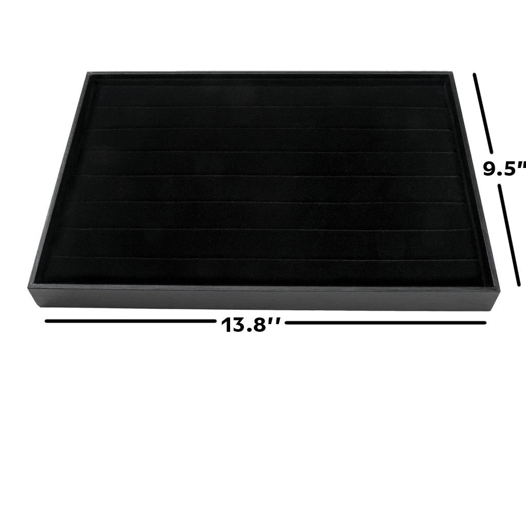 Tools, Black Jewelry Tray Organizer, Velvet, Earring Necklace Bracelet Ring Organizer that are Stackable, 13.8" x 9.5"- 1pc