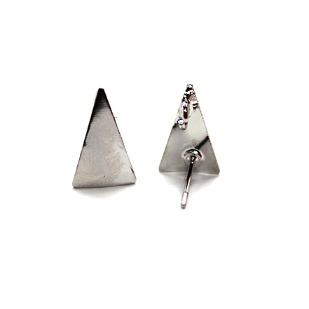 Smooth Triangle Ear Studs, Silver-Plated, 13.5mm x 8mm, 1 pair