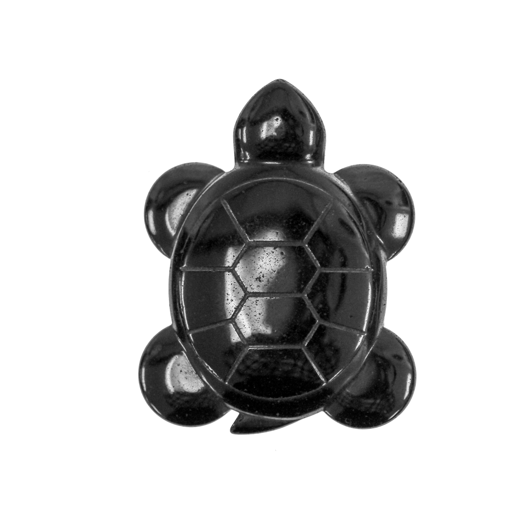 Hematite Large Turtle Pendant, Semi-Precious Stone, 44mm x 34mm x 8mm, 1 pc