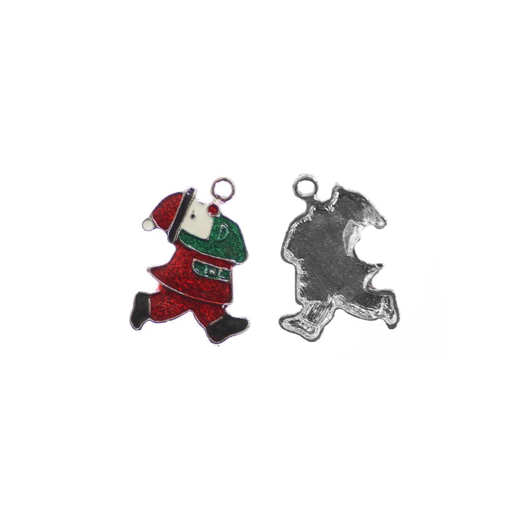 Charm, Santa Claus Charm, Silver, Alloy, 30mm x 22mm x 2.5mm, Sold Per pkg of 6