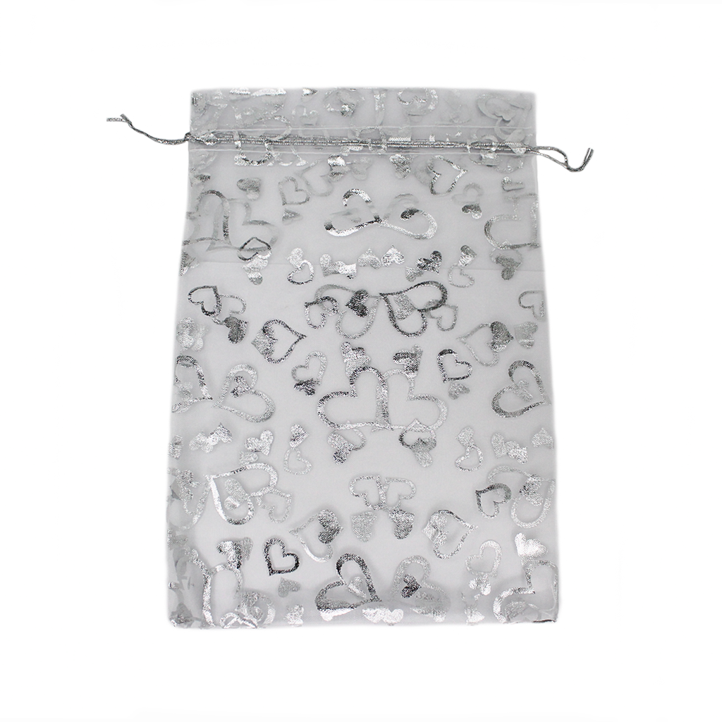 Tools, XL Organza Heart Fabric Bags, 29cm x 20cm, Available in 3 Colors, Bundle of 100