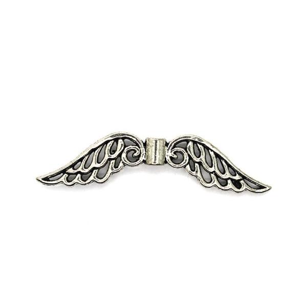 Spacers, Wings, Alloy, Silver, 11mm x 53mm x 5mm, Sold Per pkg of 4