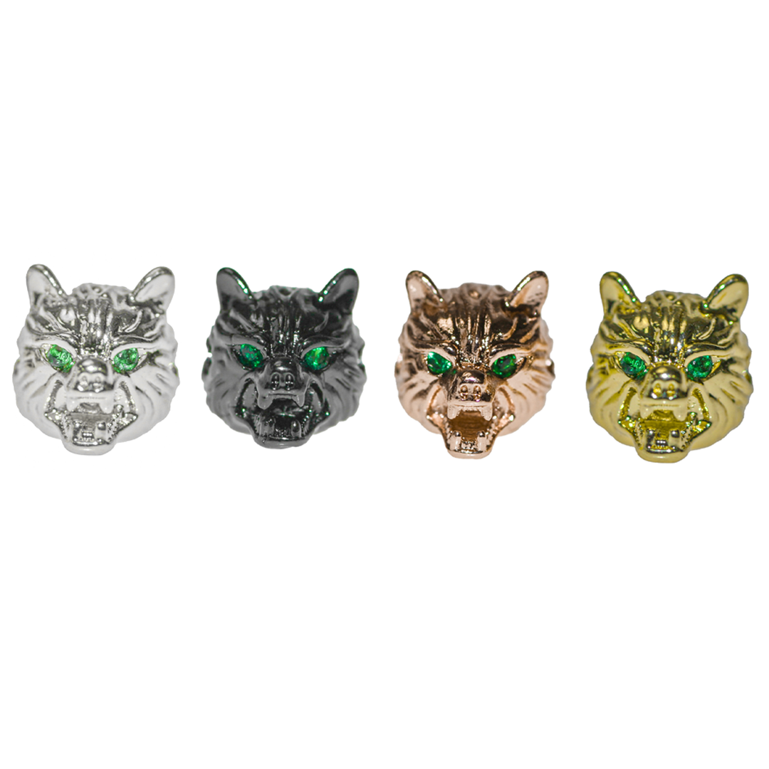 Bead, Micro Pave, Wolf Head, 11mm x 14.5mm, Sold Per pkg of 1, Available in Multiple Colours