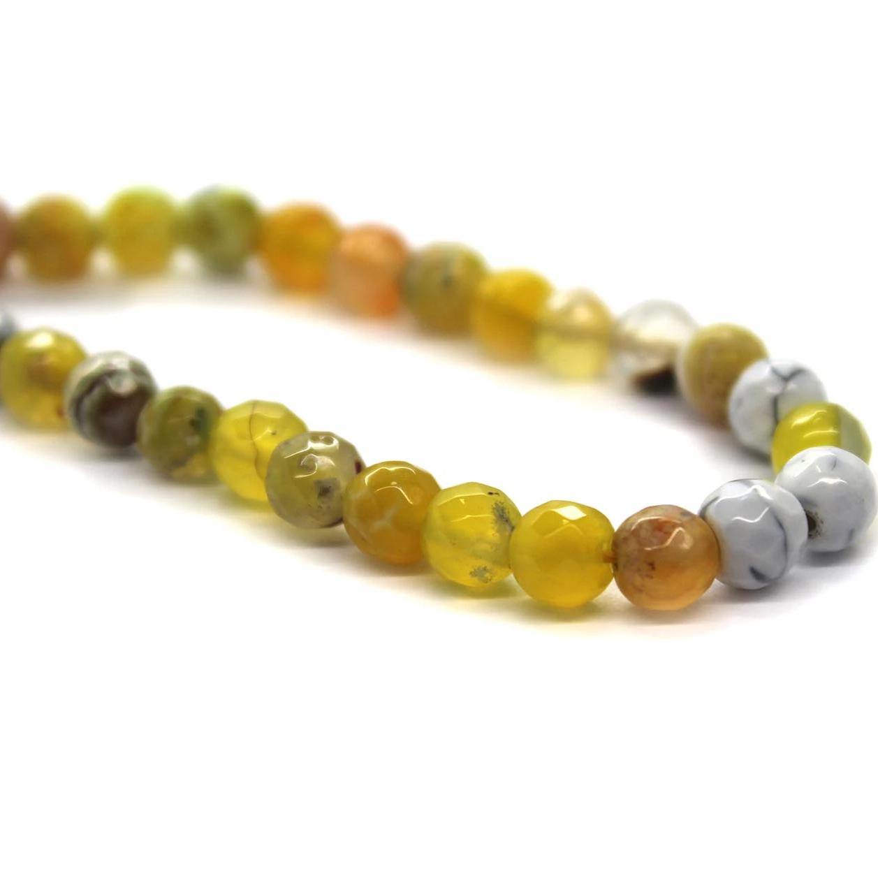 Agate Faceted - Yellow Fire Agate, Semi-Precious Stone, 6mm, 60 pcs per strand - Butterfly Beads