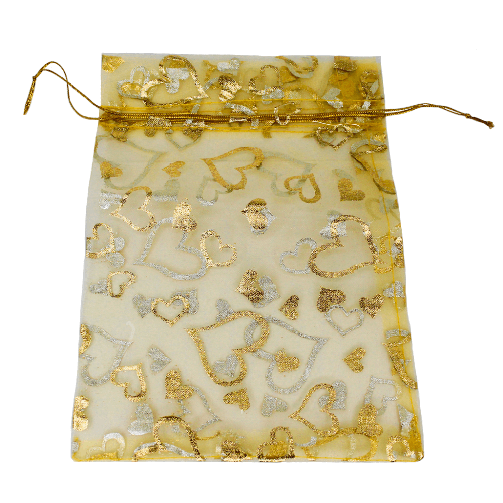 Tools, Large Organza Heart Fabric Bags, 22.5cm x 16.5cm, Available in 2 Colors, Bundle of 100