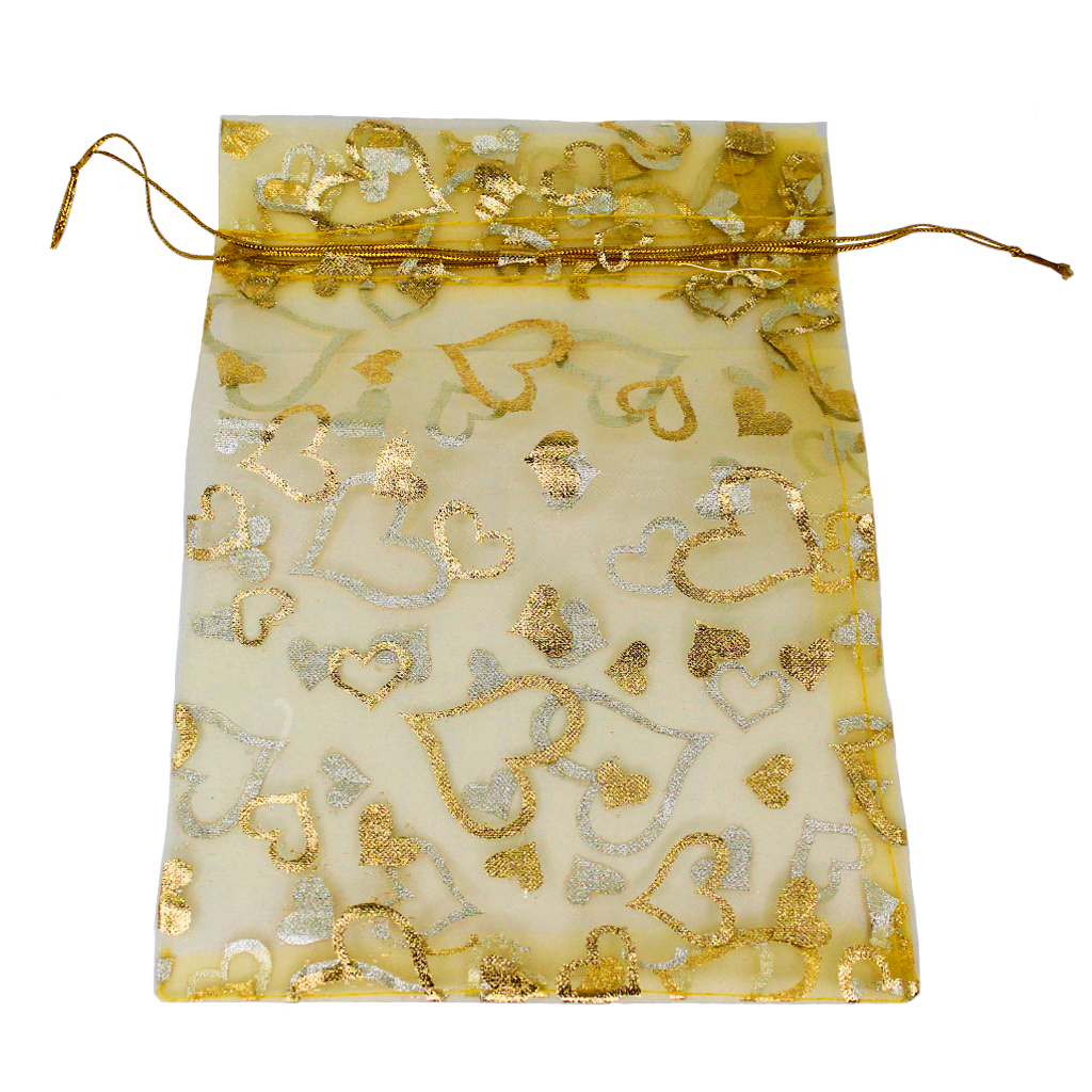 Tools, Large Organza Heart Fabric Bags, 22.5cm x 16.5cm, Available in 2 Colors, Bundle of 100